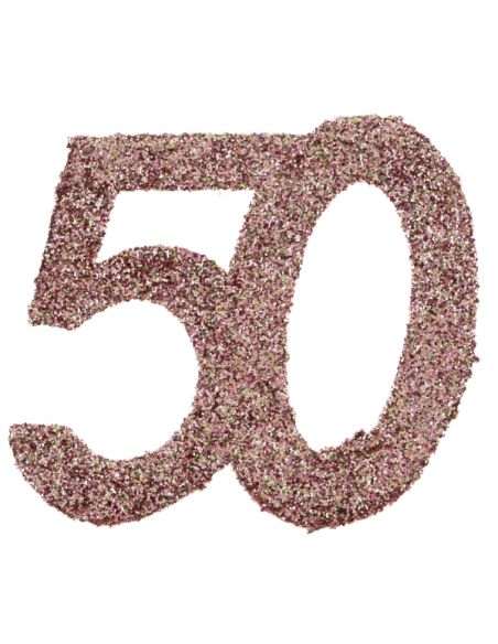 Déco à parsemer âges pailleté rose gold 50 ans