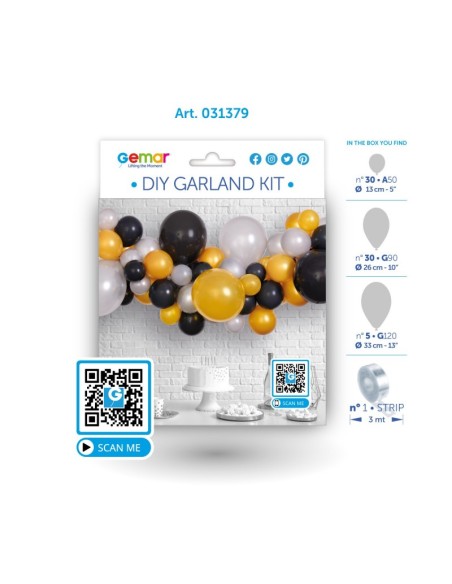 kit arche de ballon noir argent & or 3 Mètres