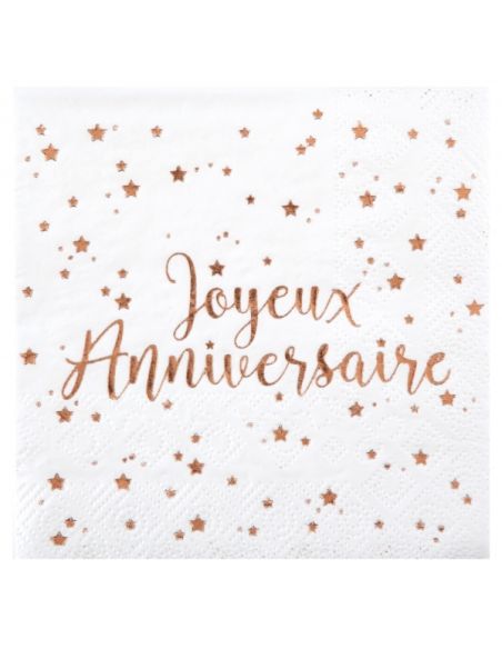 Serviette Joyeux Anniversaire Rose
