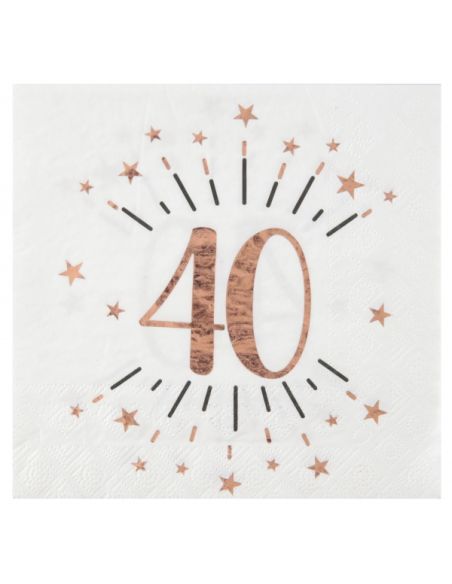 Serviette Âge étincelant rose gold 40 ans