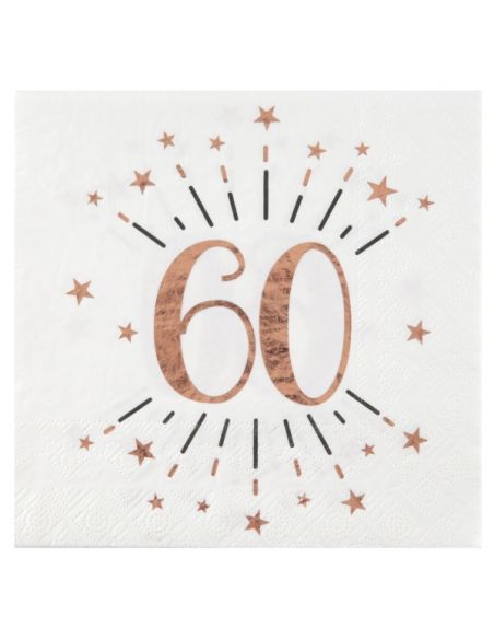Serviette Âge étincelant rose gold 60 ans