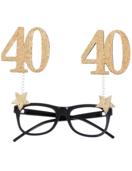 Lunettes Âge pailletées or 40 ans