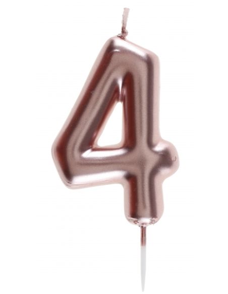 Bougie chiffre rose gold N°4
