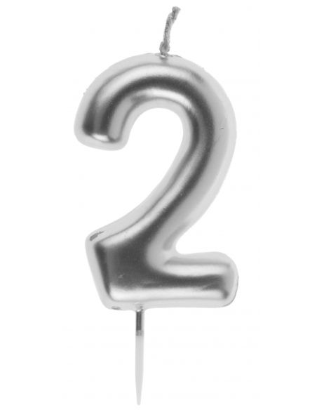 Bougie chiffre argent N°2