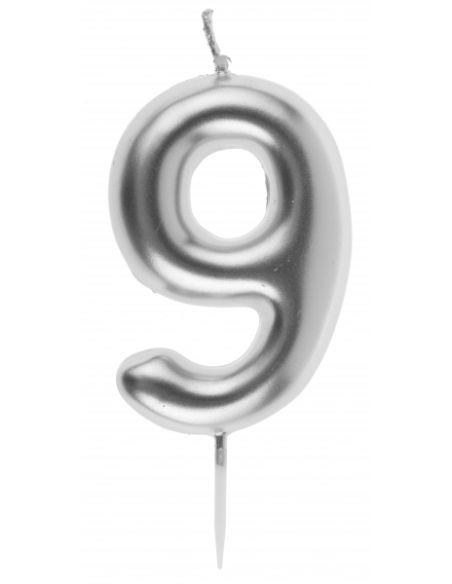 Bougie chiffre argent N°9