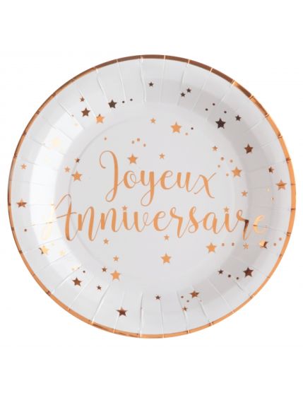 Assiette Joyeux Anniversaire Rose Faites La Fête Accessoires de décoration