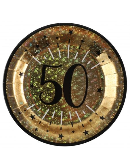 Assiette Âge étincelant or 50 ans