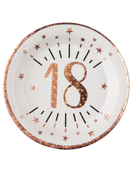 Assiette Âge étincelant rose gold 18 ans Faites La Fête Accessoires de décoration