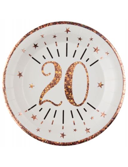 Assiette Âge étincelant rose gold 20 ans Faites La Fête Accessoires de décoration