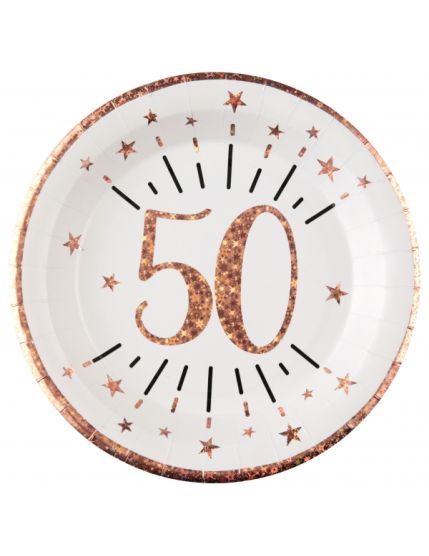 Assiette Âge étincelant rose gold 50 ans Faites La Fête Accessoires de décoration