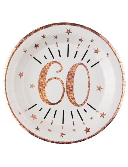 Assiette Âge étincelant rose gold 60 ans Faites La Fête Accessoires de décoration