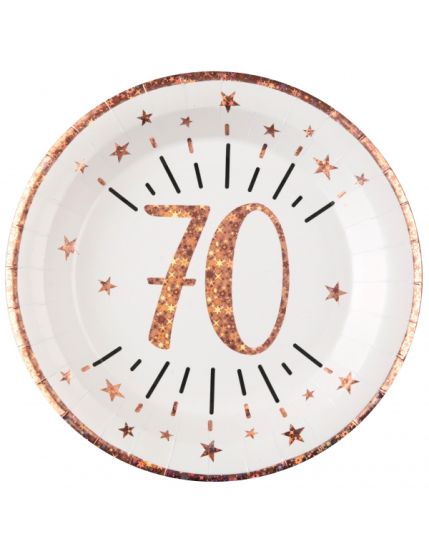 Assiette Âge étincelant rose gold 70 ans Faites La Fête Accessoires de décoration