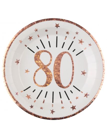 Assiette Âge étincelant rose gold 80 ans Faites La Fête Accessoires de décoration