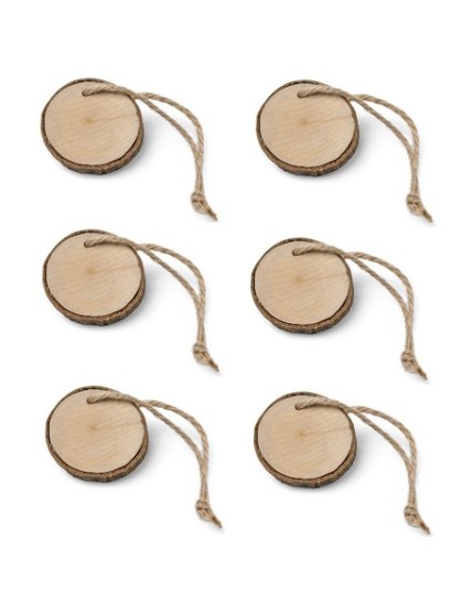 6 Rondins Bois Avec Lien Ficelle 4.5cm Faites La Fête Rondins de bois