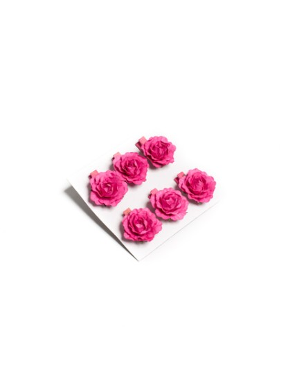 6 Roses 3cm Fuchsia Sur Pince 3.5 cm Faites La Fête Accessoires de décoration