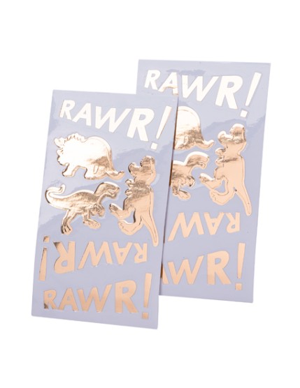 12 Stickers Dinosaure Et Rawr Or Tout Support De 3 A 8cm Faites La Fête Stickers