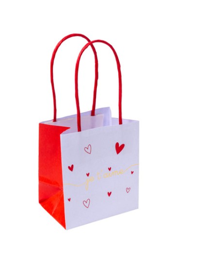 6 Sacs Cadeaux Je T\'Aime Blanc Noirrouge Et Dorure Or 10X6.8X11cm Faites La Fête Cérémonie