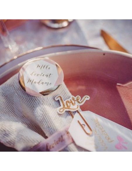 8 Badges Mlle Devient Madame Rose Blanc Et Or Diam 5cm