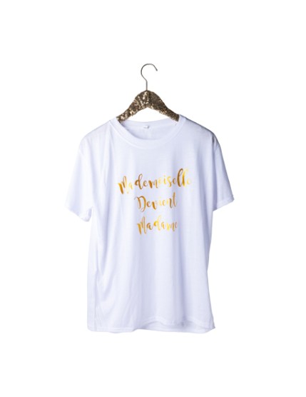 Tee-Shirt Mademoiselle Devient Madame 100% Coton Blanc Et Or T.U Faites La Fête T shirt