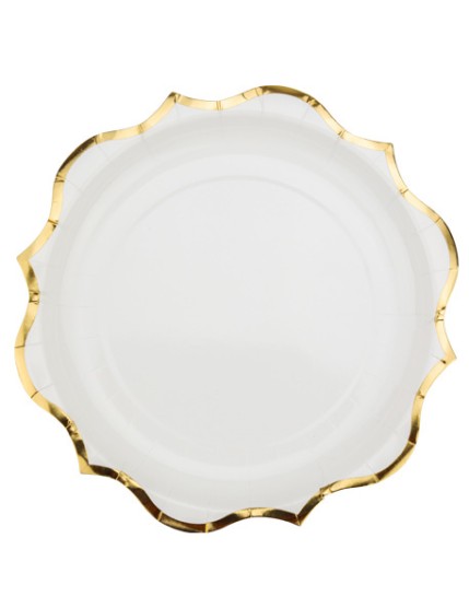 8 Assiettes Blanc Lisere Or 23cm Faites La Fête Accessoires de décoration