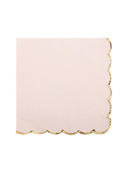 16 Serviettes Rose Poudre Lisere Or3 Plis 33X33cm Faites La Fête Accessoires de décoration