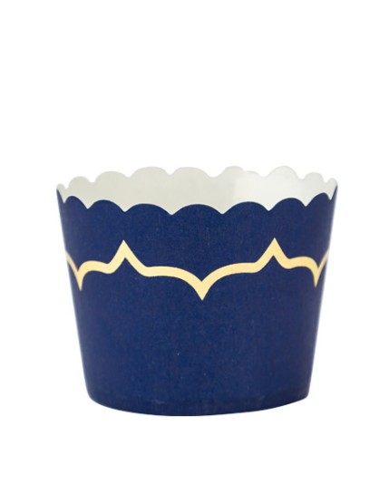 20 Cake Cups Bleu Marine Et Lisere Or 85Ml Diam 6X4.5cm Faites La Fête A trier