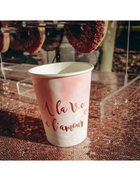 8 Gobelets A La Vie A L'Amour Degrade De Roses & Rose Gold 255Ml