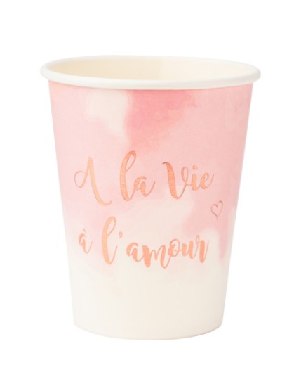 8 Gobelets A La Vie A L\'Amour Degrade De Roses & Rose Gold 255Ml Faites La Fête Accessoires de décoration