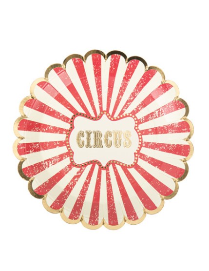 8 Assiettes Circus Vintage Ivoire Rouge Et Or 23cm Faites La Fête Accessoires de décoration