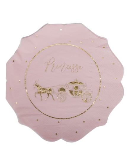 16 Serviettes Princesse Rose Et Or 3 Plis 33X33cm Faites La Fête Accessoires de décoration