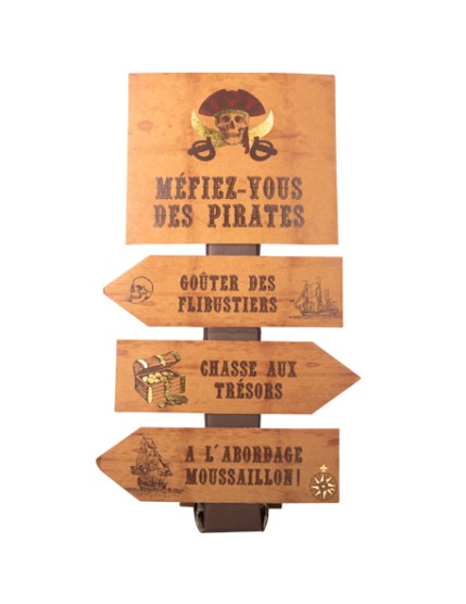 Panneau 4 Fleches Directionelles Pirate Kraft Dorure Or 75X40cm Faites La Fête Accessoires de décoration