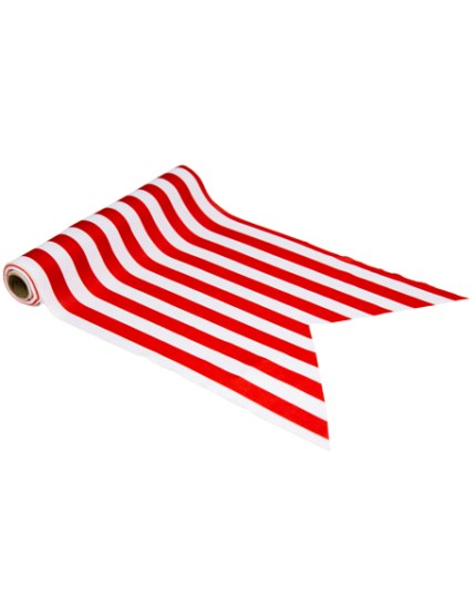 Chemin De Table Pirate Tissu Rayures Rouges Et Blanches 28cmx5M - Lavable Faites La Fête Accessoires de décoration