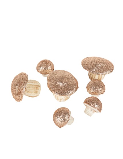 7 Champignons En Mousse Paillettes Rose Gold De 3,5cm A 6,5cm Faites La Fête Paillette