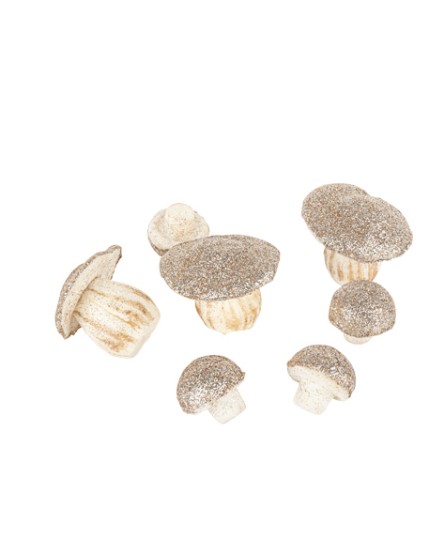 7 Champignons En Mousse Paillettes Champagne De 3,5cm Et 6,5cm Faites La Fête Paillette