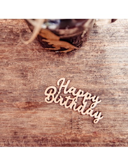 4 Deco Happy Birthday En Bois 6X3X0.3cm Faites La Fête Accessoires de décoration