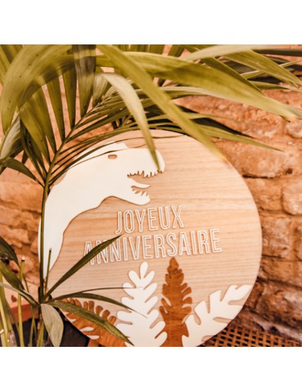 Panneau Joyeux Anniversaire Dinosaure En Bois Diam 45cm Faites La Fête Anniversaire
