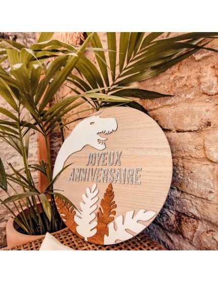 Panneau Joyeux Anniversaire Dinosaure En Bois Diam 45cm Faites La Fête Anniversaire