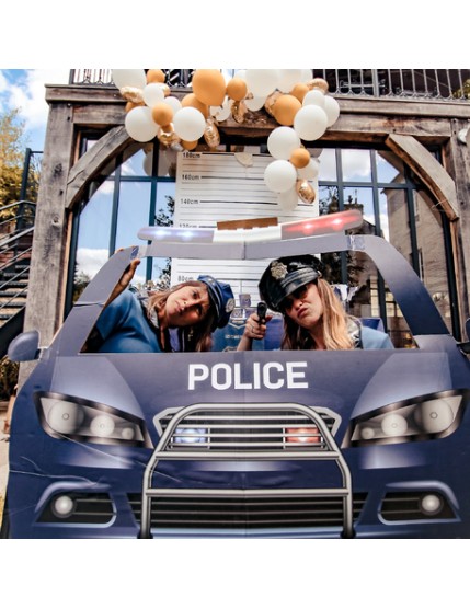Cadre Photobooth Voiture Police Taille Reelle 1X1,40M Faites La Fête Anniversaire