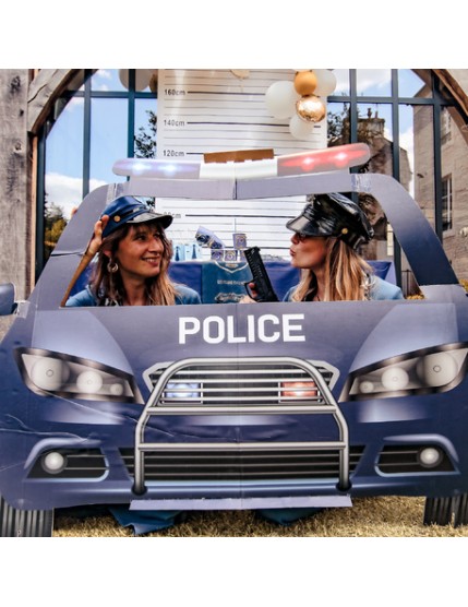 Cadre Photobooth Voiture Police Taille Reelle 1X1,40M Faites La Fête Anniversaire