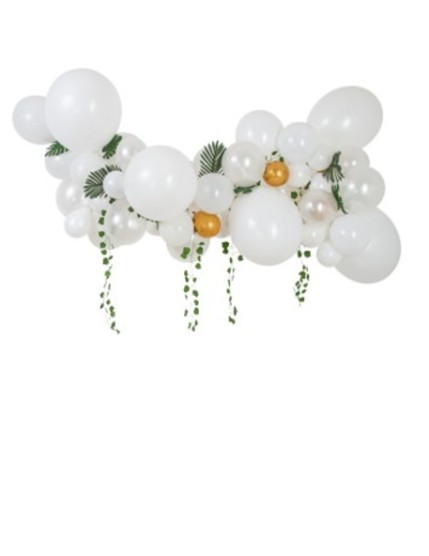 Kit Arche De 55 Ballons Tropichic Blanc Or Feuilles Tropicales Lierre Faites La Fête Arche de ballons