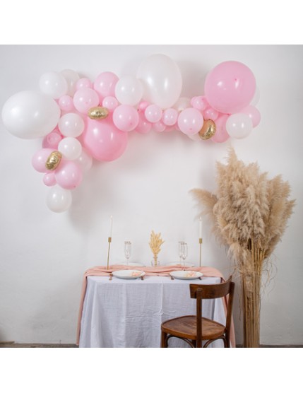 Kit Arche De 57 Ballons Baby Pink Rose Poudre Blanc Et Or Faites La Fête Arche de ballons