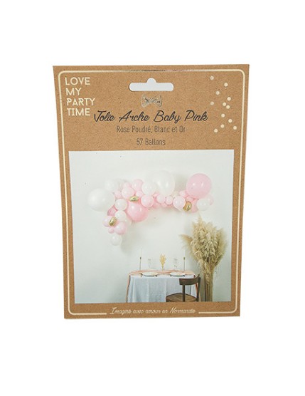 Kit Arche De 57 Ballons Baby Pink Rose Poudre Blanc Et Or Faites La Fête Arche de ballons