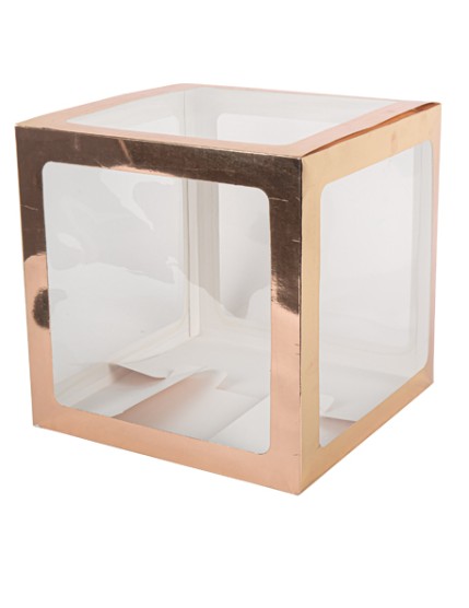 Cube A Ballons Transparent Contoursrose Gold 30X30X30cm Faites La Fête Accessoires de décoration