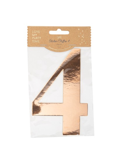 Sticker Chiffre 4 Rose Gold 15cm Faites La Fête Accessoires de décoration