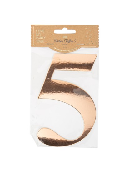 Sticker Chiffre 5 Rose Gold 15cm Faites La Fête Accessoires de décoration