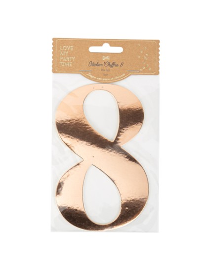 Sticker Chiffre 8 Rose Gold 15cm Faites La Fête Accessoires de décoration