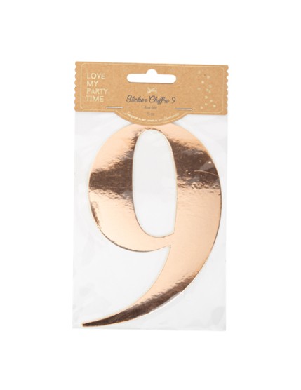 Sticker Chiffre 9 Rose Gold 15cm Faites La Fête Accessoires de décoration