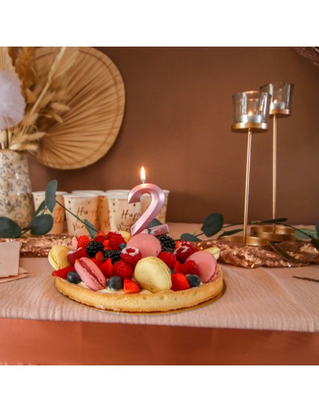 Bougie Chiffre 2 Graphique Rose Gold 7 cm Sur Pic