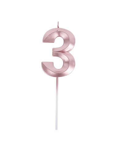 Bougies d'anniversaire 3 ans Fille Bougie Chiffre Rose Gold
