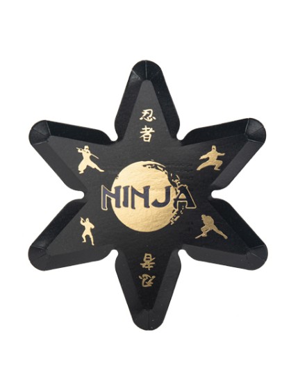 8 Assiettes Ninja Noir Et Or 23X21cm Faites La Fête Anniversaire